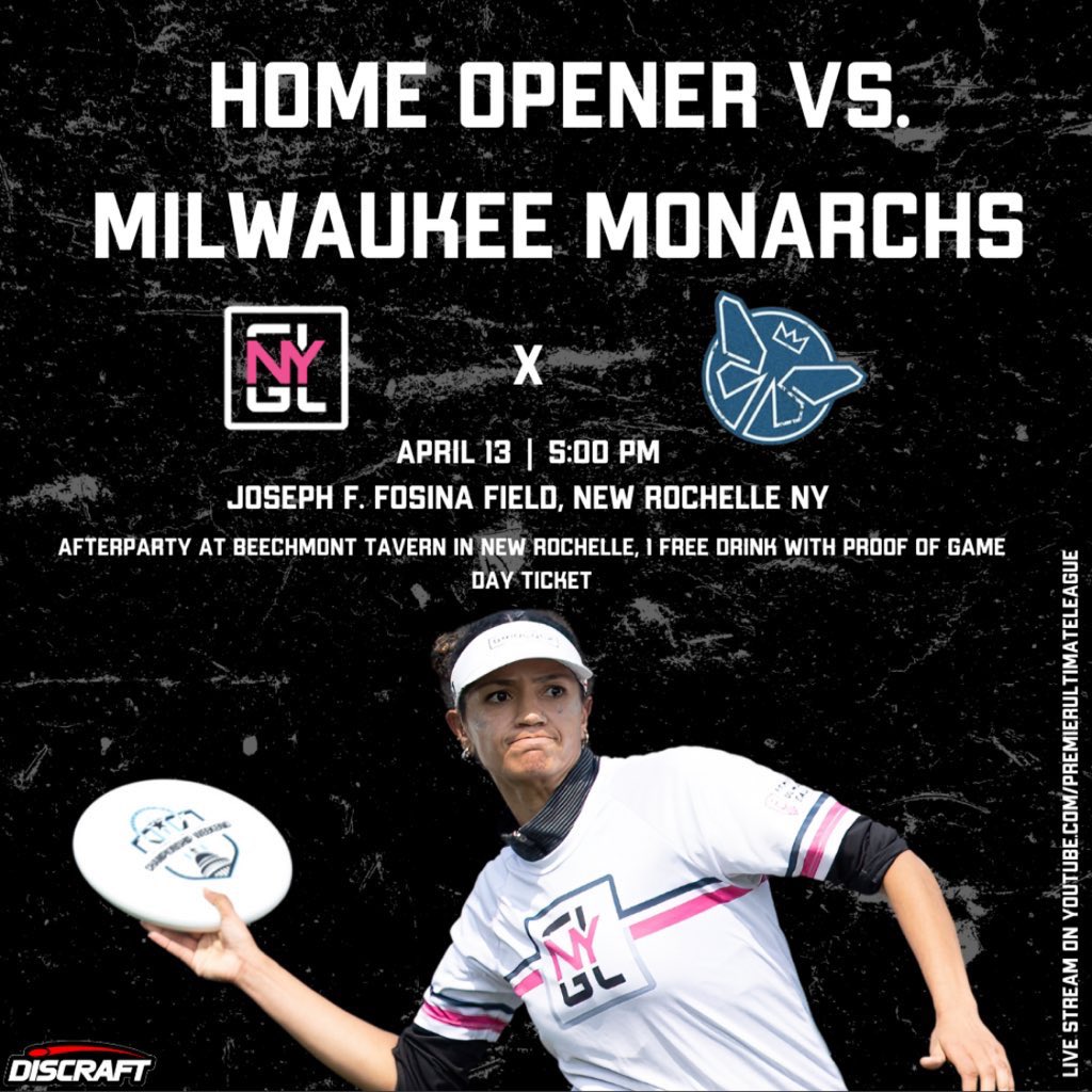 Get your tickets to our Home Opener vs @MonarchsMKE this Saturday in New Rochelle 🎟️ nygridlockultimate.flicket.io/?fbclid=PAAab0…