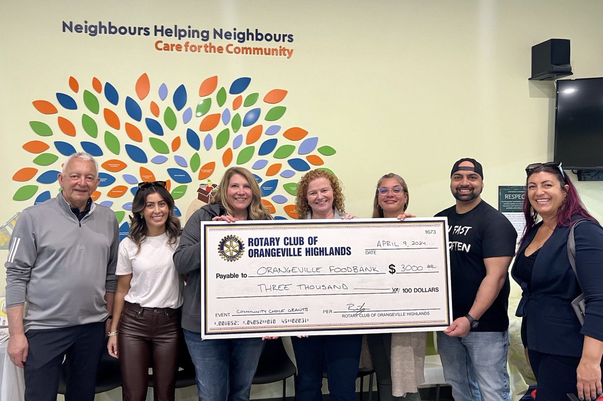 We are very grateful to have been awarded a Community Choice Grant from the Rotary Club of Orangeville Highlands. Thank you to everyone that voted for us 💙