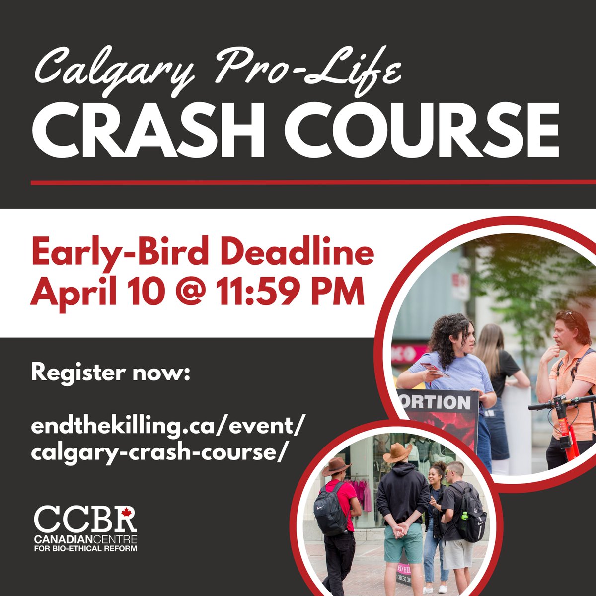 Apply by tomorrow night at 11:59 to get early bird pricing! 

endthekilling.ca/crash-course

#endthekilling #crashcourse #takeaction #prolife #endabortion