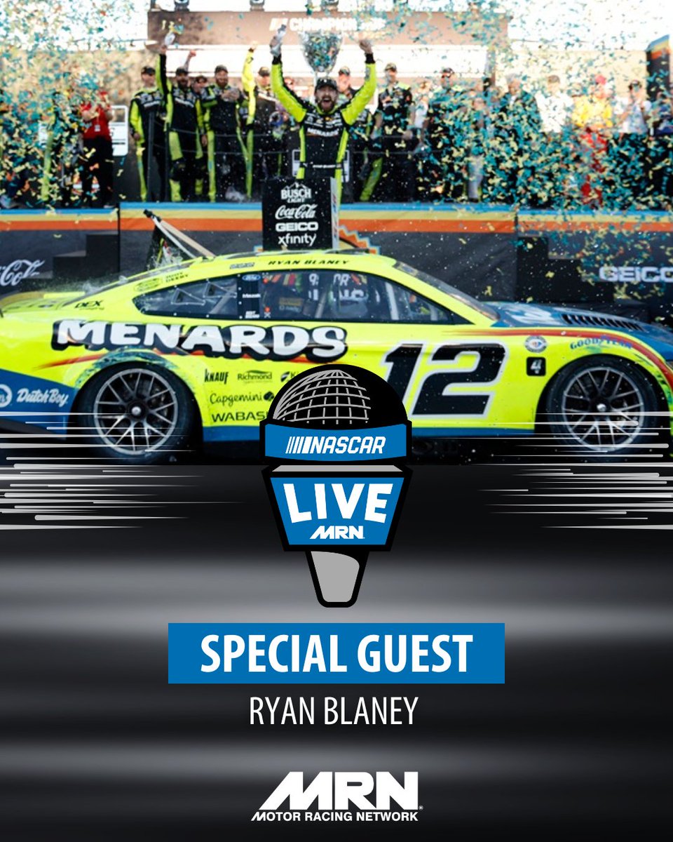 #NASCARLive is back at 7 p.m. ET! What's on tap: ➡️@kimmiecoon chats with reigning Cup Series champ, @Blaney ➡️@BeckerTrackside guides us through the history of Texas World Speedway ➡️On Masters Week we hear from some of NASCAR’s biggest golfers #AskMRN | #NASCAR | @TheMasters