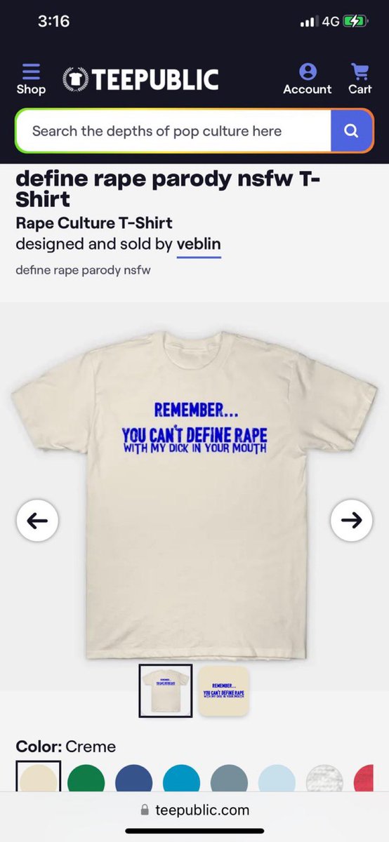 MelTankardReist's tweet photo. @Martin_Hosking Does that include the right not to be raped? 
You are CEO of Articore, parent company of @TeePublic which sells 1000s of porn and sexual violence-themed products - 
like this one. #VAW #rape #misogyny #Articore #CSR #ESG #CSRFail https://t.co/qqNv6fe6bn