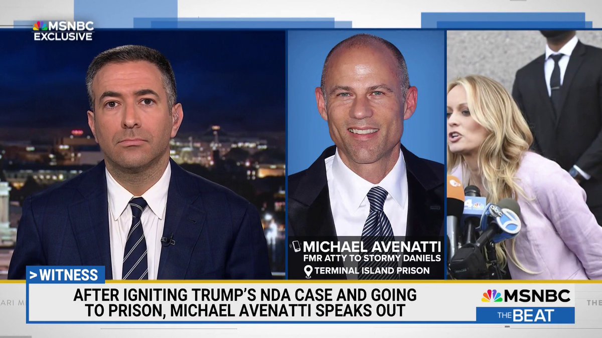 Stormy Daniels’ former lawyer Michael Avenatti speaks to Ari Melber from prison. Watch the extended interview: youtube.com/watch?v=68T3lD…