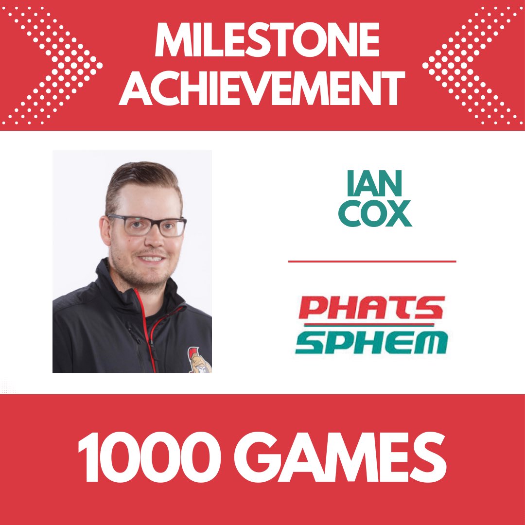 Congratulations to SPHEM Member and @Senators Assistant Equipment Manager, Ian Cox, who is working his 1000th professional game tonight! 👏 #ottawa #sens #senators #nhl #ottawasenators #hockey