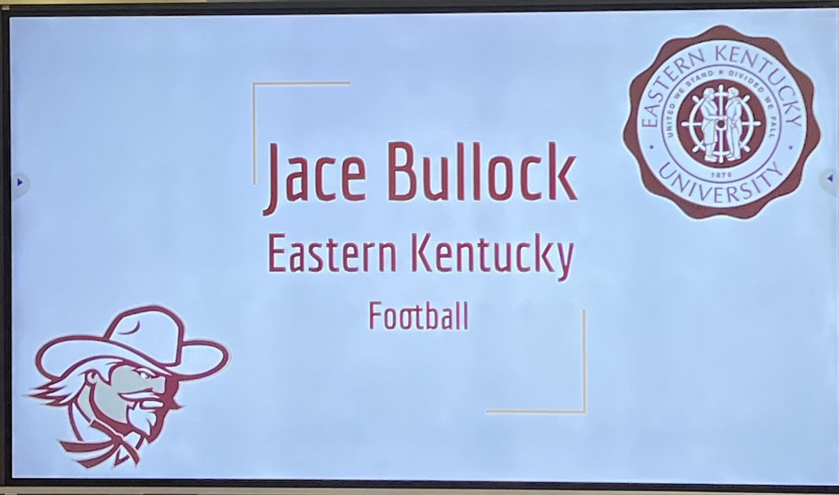 Congrats to @jace_bullock for signing today with @EKUFootball . Very proud of all of your accomplishments and representing @NOHSFball in a positive way! Can’t wait to see what the future holds for you. #RollKerns #GoMustangs 🐎🐎