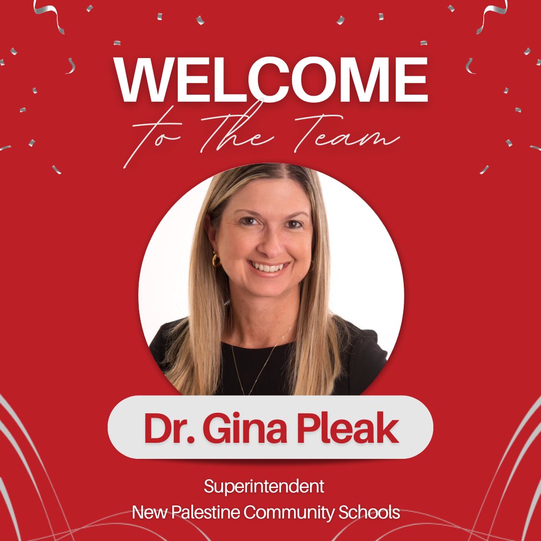 Please welcome Dr. Pleak as the next superintendent of New Palestine Community Schools. newpal.k12.in.us/post-detail/~b…