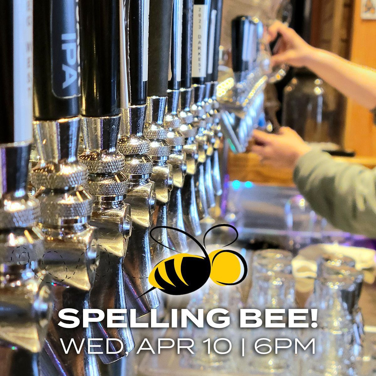 Let's sip some beers and try to spell words aloud! Join us tomorrow, April 10 at 6pm for our 2nd ever adult spelling bee. It's fun, challenging, entertaining, and top three will win gift cards! Be sure to sign up before 6pm on Wednesday.