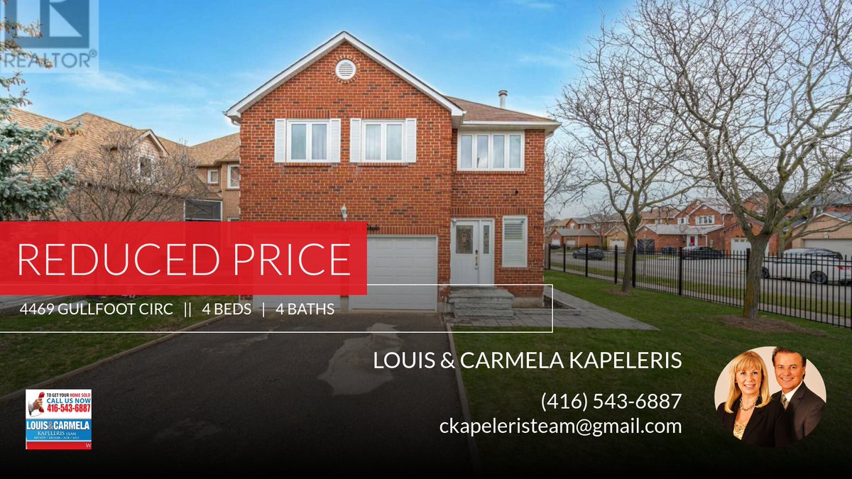 LouisAndCarmela's tweet photo. 📍 Reduced Price 📍 This recently reduced home at 4469 Gullfoot Circ in Mississauga won't last long, so, don't wait to set up a showing! Reach out here or at (416) 543-6887 for more information!

Louis &amp; Carmela Kapeleris,Real Esta... https://t.co/DIwAblTkck https://t.co/rVBQkdtFb3