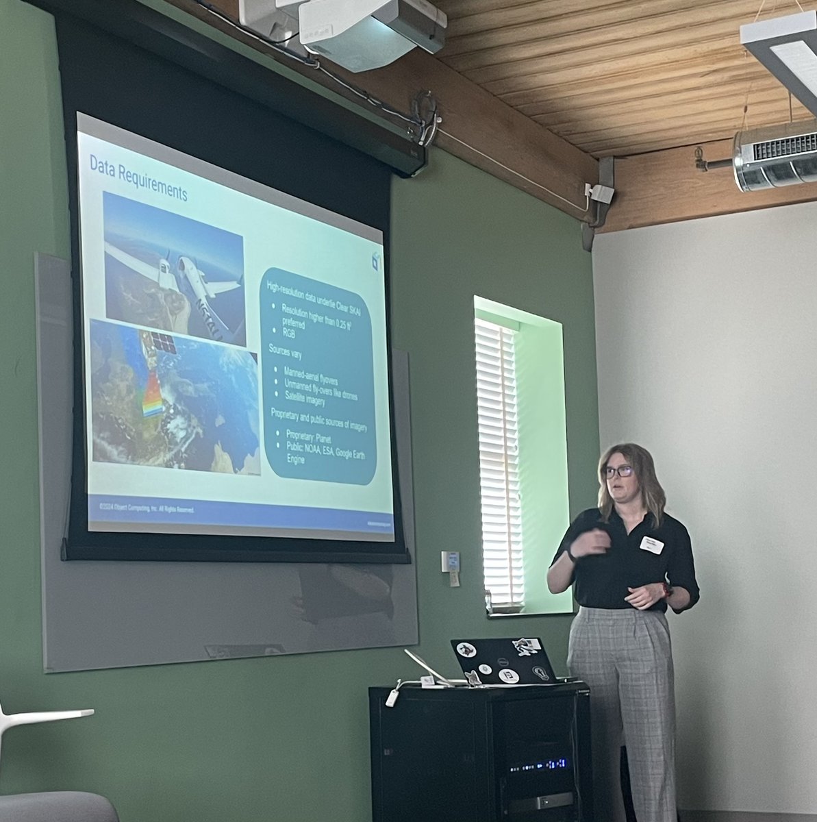 ObjectComputing's tweet image. At #STLTechWeek, tech leaders discussed innovative solutions for the #climatecrisis. Maddie Koehler presented the #ClearSKAI App for disaster preparedness/recovery. Cyndy Montgomery discussed proactive #climatedata reporting. Inspiring insights from data analysts and AI experts!