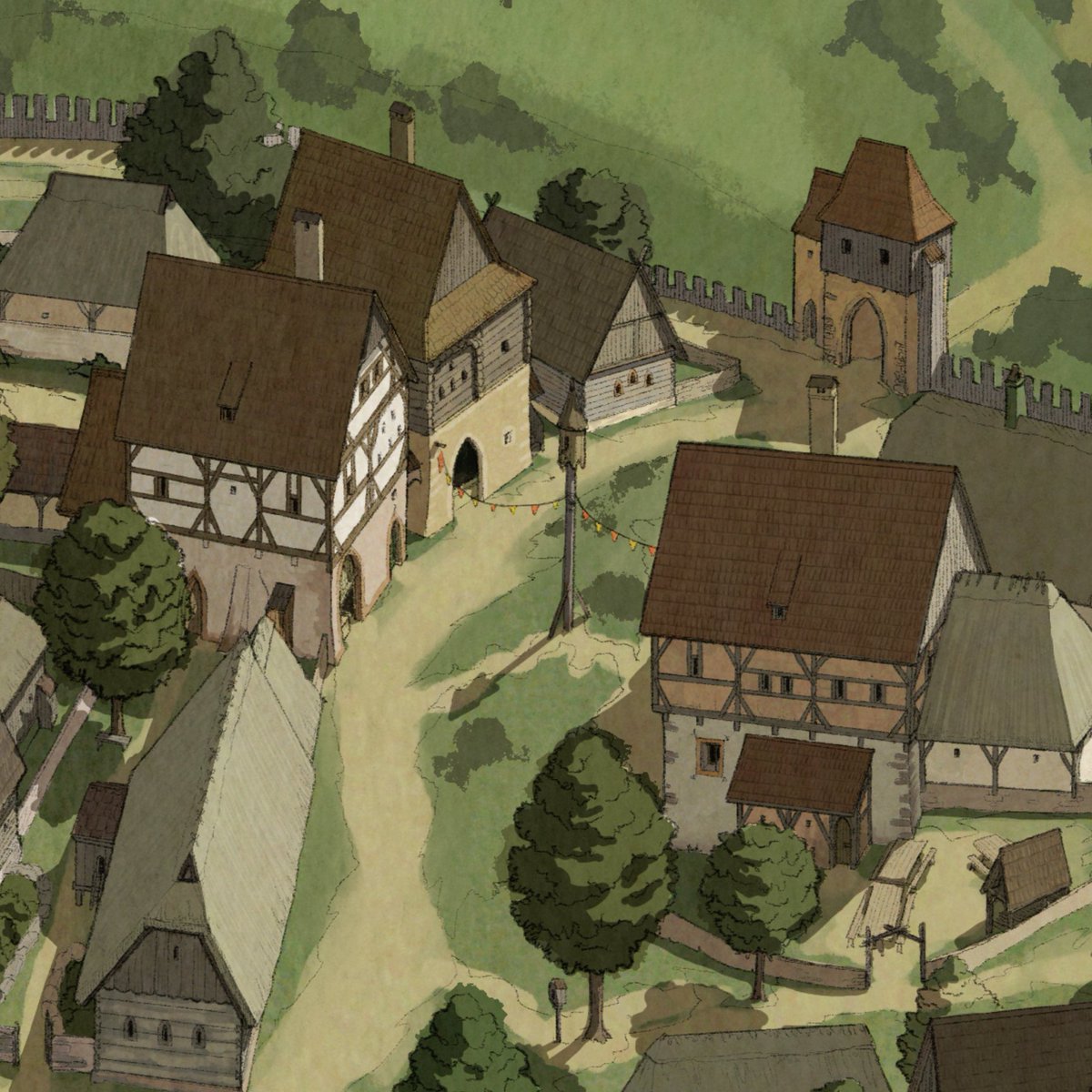 Hey there! here are some detail shots from the  concept art of the fictive river town 'Borova' for <a href="/Knights_Path/">Knight's Path</a> game