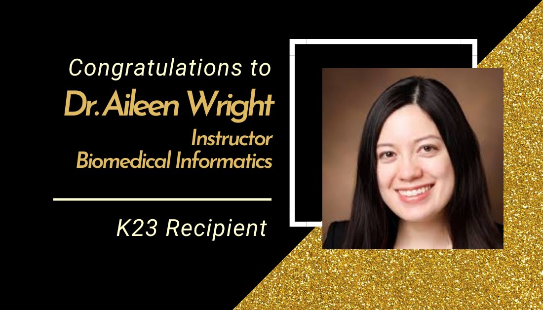 Congratulations to Dr. Aileen Wright, Instructor of @vumcdbmi on her K23 from @NIDDKgov: Artificial Intelligence-Assisted Clinical Decision Support for Preventing Hypoglycemia in Hospitalized Patients. @VUMChealth @VUMC_VCLIC #EFSkudos