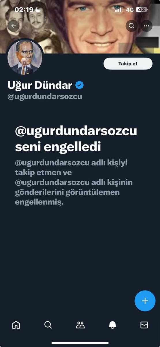 Zaten takip etmiyordum Uğur Dündar’ın engelledikleri, pardon fişledikleri alemine hoş geldim. Engellenenler takipleşelim😄 Kemal Kılıçdaroğlu’nu da engellemiş mi acaba @kilicdarogluk engellendiysen seni de takıma alalım 😂😂