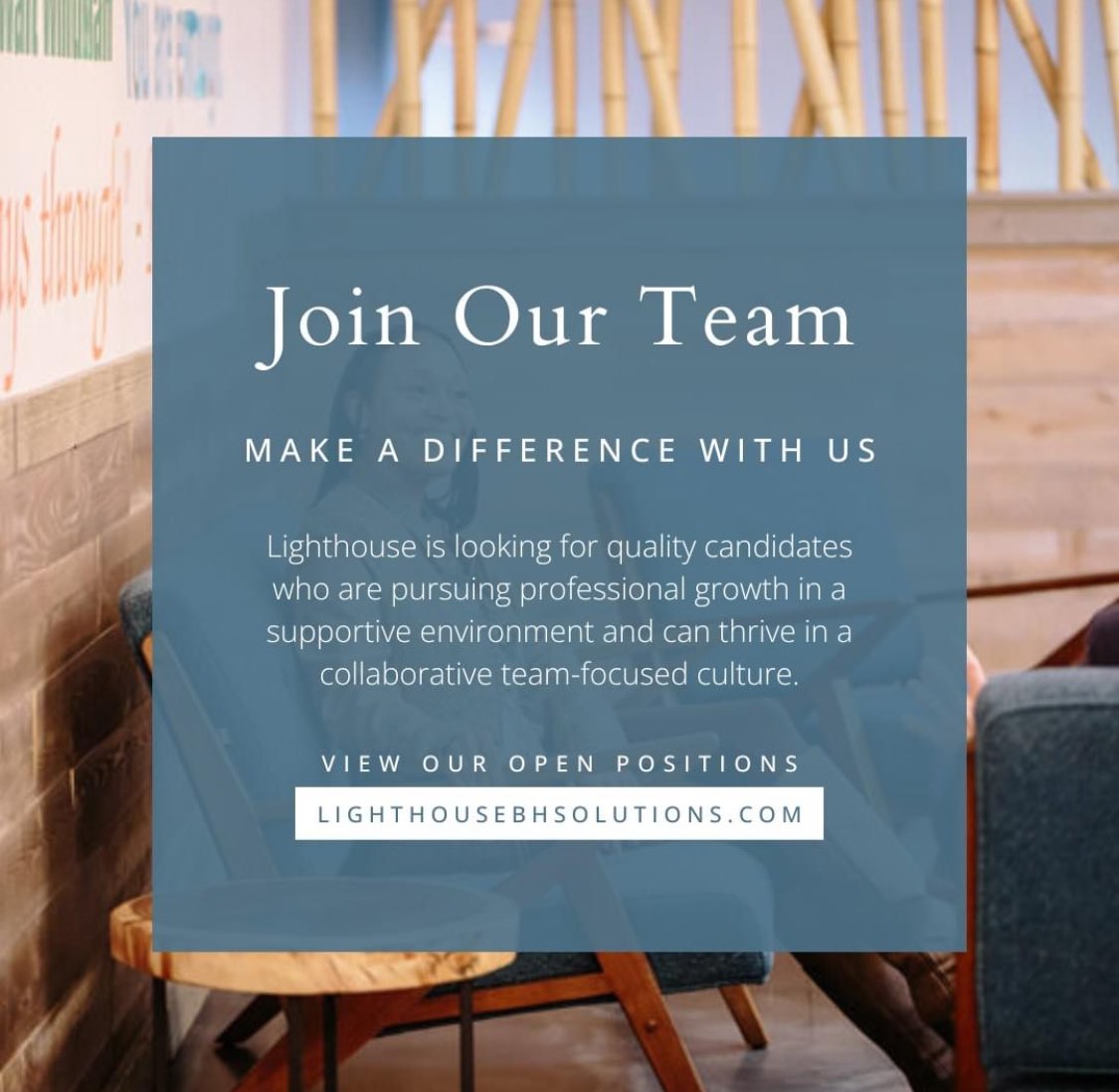 LBHSTweet's tweet image. Join the Lighthouse team and help us make a meaningful impact in people's lives! Enjoy competitive benefits, professional development opportunities, and a collaborative culture. 

Check out our open positions and apply today to start your journey with us!

bit.ly/3ToJRos