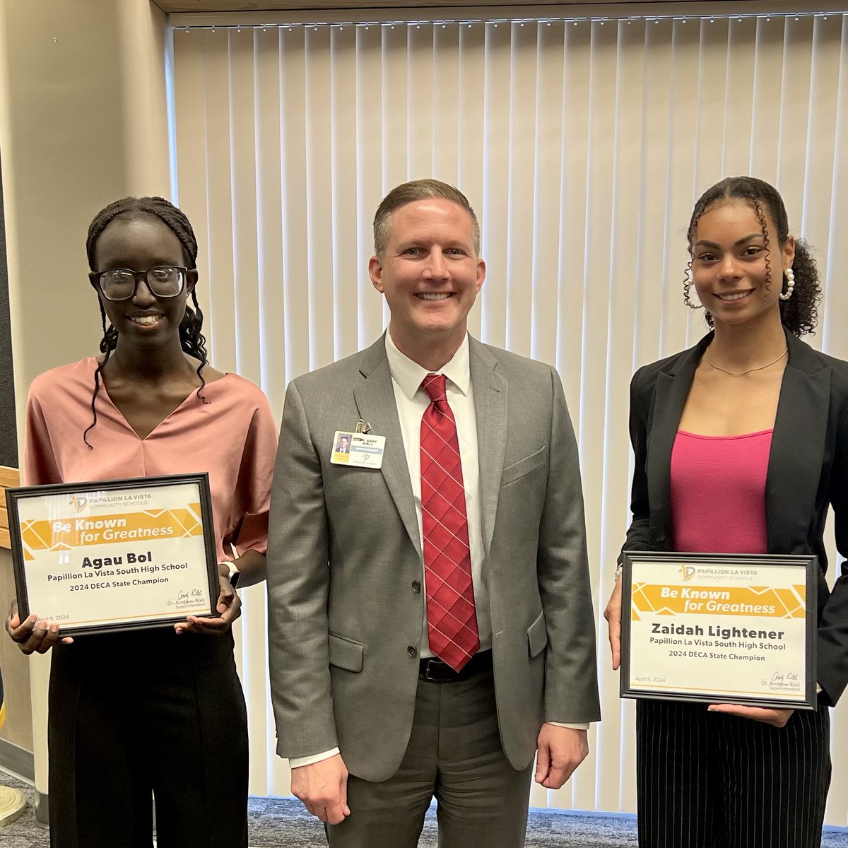 🌟 Celebrating success at the Board of Education meeting! 🌟 Huge congrats to the DECA champs from PLSHS: Zaidah Lightener (pictured); Agau Bol (pictured) & Emily Cortes; and, Jacob Hippe & Logan Deyke! 🏆 They conquered 1st place in their categories! #PLCSGreat