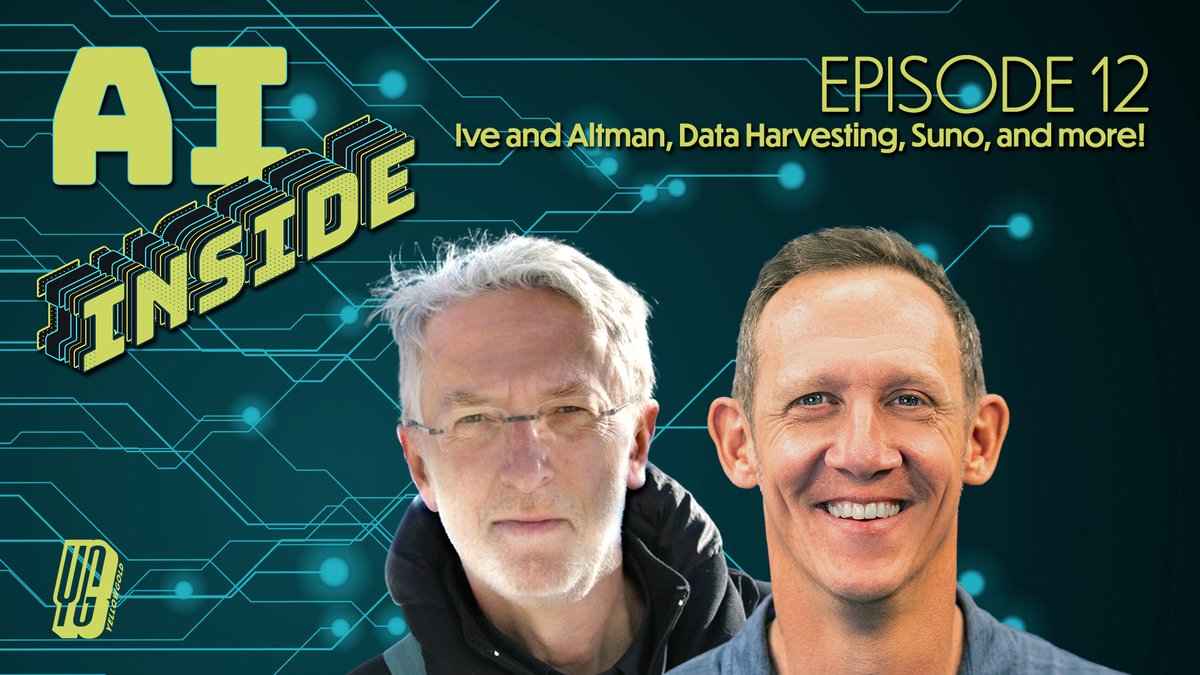 TOMORROW at 11 am PT: Another live recording of @aiinsideshow with me and @jeffjarvis! - Ive & Altman holding hands - Data Harvesting YouTube vids - Suno music gen - And more! WATCH LIVE: youtube.com/watch?v=27Jnid… SUBSCRIBE: aiinside.show SUPPORT: patreon.com/aiinsideshow