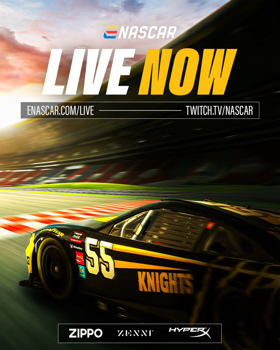 IT'S RACE TIME! 🏁 🏎 @CodyByus #27 🏎 @RyanDoucette77 #55 📺 eNASCAR.com/live 📺 twitch.tv/NASCAR #KnightsNation x #iRacing @ENASCARGG | @CocaColaRacing | @iRacing