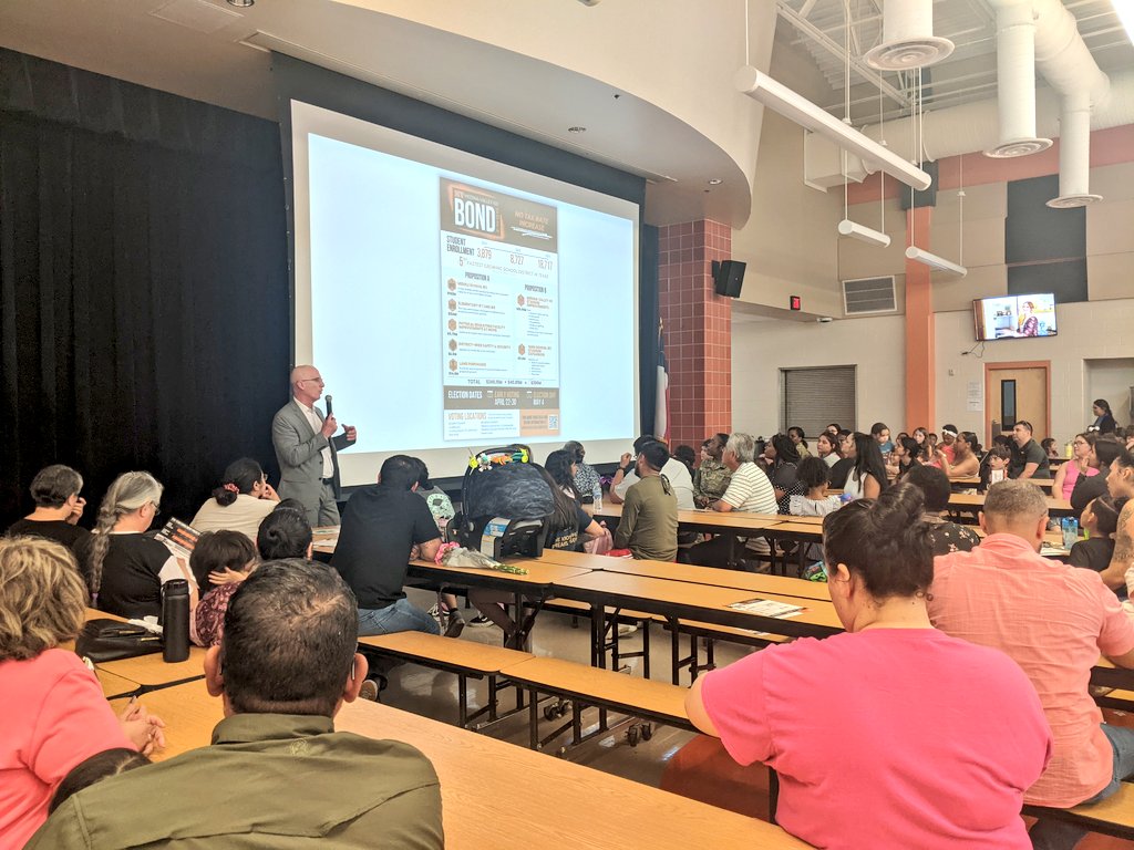 A lot was happening at Luckey Ranch Elementary this evening . We had the Pre-K students performance, the PTO meeting, and the 2024 Medina Valley Bond presentation by Dr. Caloss. Thank you for the support! Go Cubs! @BrandiHendrix14 @educategalore @janetmarie89