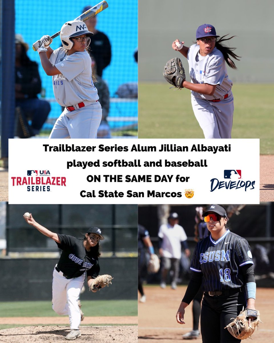 Former Trailblazer Series pitcher @JillianAlbayati became the second player in collegiate history and first in Division II to play baseball and softball on the same day‼️ Jillian was also a member of the 2023 @USABaseballWNT⚾🇺🇸