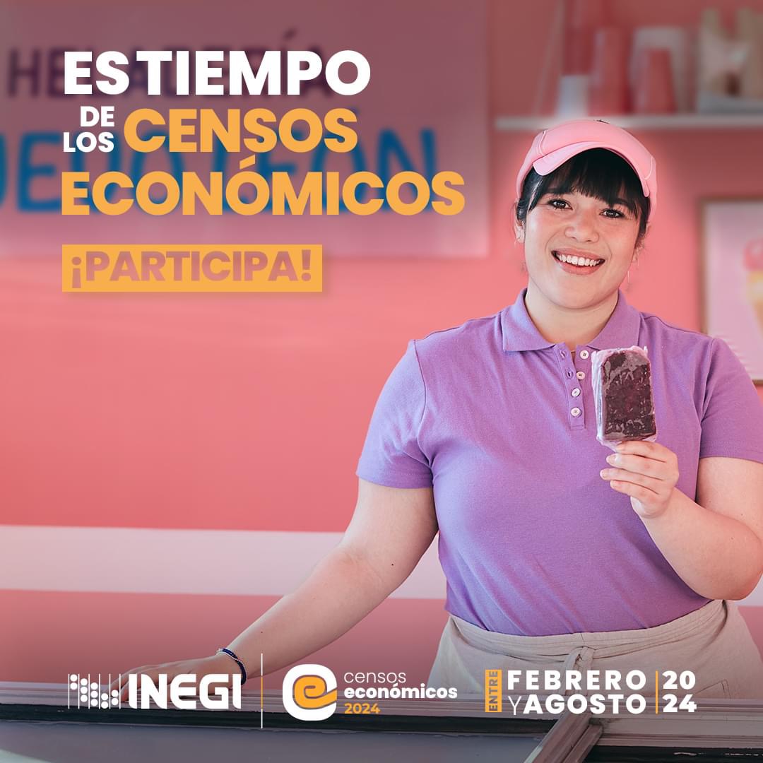 ¡Participa en los #CensosEconómicos2024!📋✍️ Si tienes un negocio 🏪✨, recibe a las personas entrevistadoras del INEGI y ayúdales a conocer cómo tu negocio hace crecer a México. 📈 📲 Conoce más en: censoseconomicos2024.mx