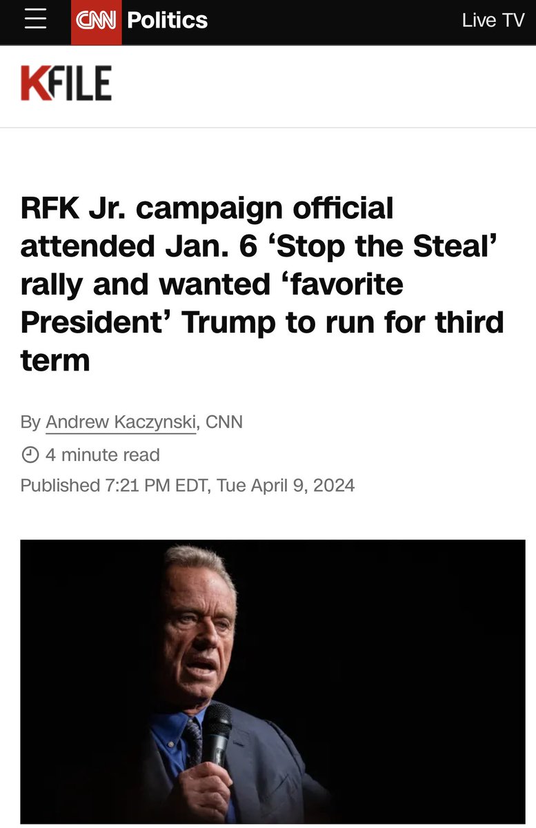 “Palma’s promotion and attendance at ‘Stop the Steal’ events after the 2020 election reflects a segment of support Kennedy has received from Trump supporters, particularly as a means of helping the former president retake the White House in 2024.” New reporting from @KFILE 👇🏻👇🏻👇🏻