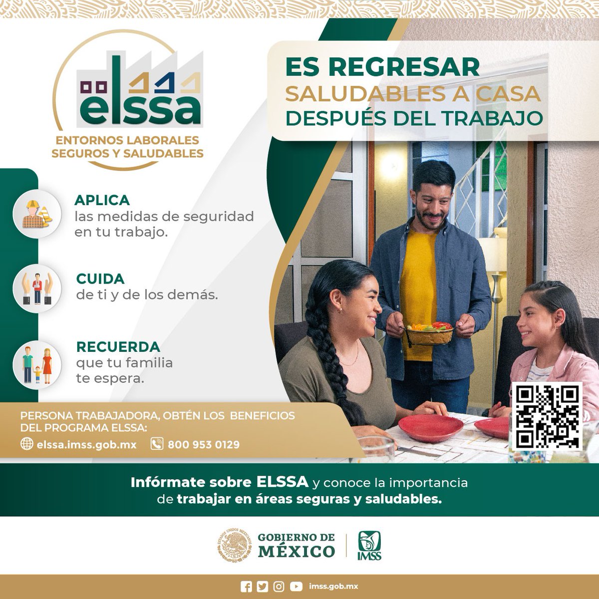 #ELSSA es regresar saludables a casa después del trabajo.

Recuerda que tu familia te espera.

Infórmate sobre ELSSA y conoce la importancia de trabajar en áreas seguras y saludables.