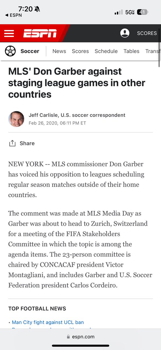 Was Don Garber acting on U.S. Soccer’s behalf or MLS behalf when he flew to Zurich to lobby against La Liga games being played in the United States? Shame these conflicts of interest continue to lead to litigation for USSF.