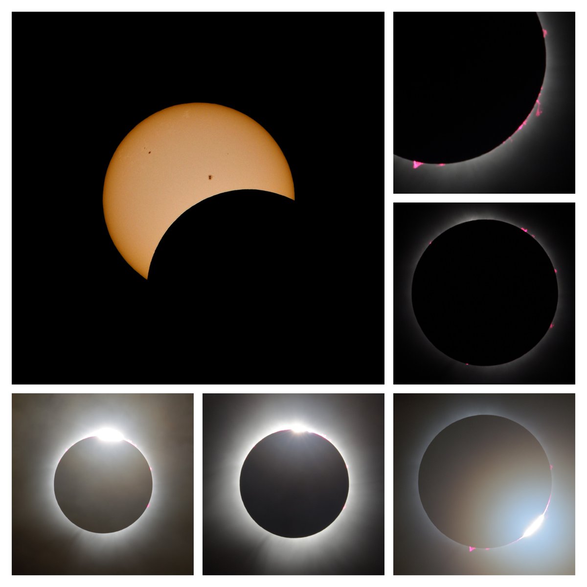 JustMastering's tweet photo. My favorites of my many attempts to capture yesterday's eclipse, as seen from near Port Rowan, Ontario, Canada. Nikon D5600 with Tamron 150-600mm G2 zoom lens, most of these are ISO100, shutter speeds from 1/30 to 1/500. #Eclipse2024 Nikon #SnapBridge app used as a remote. https://t.co/6DbZDDmwtE