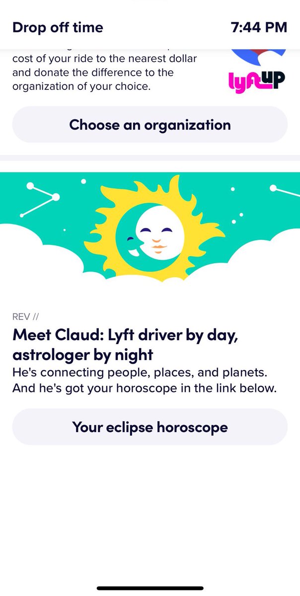 Dude @lyft is casually promoting pseudoscience in its app on our ride home from the airport. Whyyyyy