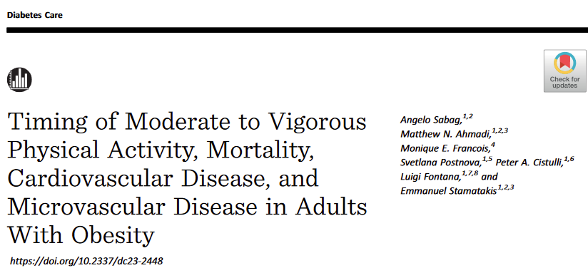 Emmanuel (Manos) Stamatakis (@m_stamatakis) on Twitter photo Does the time of day people w obesity/diabetes do most #PhysicalActivity make a difference to mortality/CVD risk?
diabetesjournals.org/care/article/d…
New <a href="/uk_biobank/">UK Biobank</a> paper in <a href="/DiabetesCareADA/">Diabetes Care, a research journal of the ADA 🌟</a> by⭐️
<a href="/AngeloSabag/">Angelo Sabag</a>⭐️<a href="/Matthew_Ahmadi_/">Matthew Ahmadi</a>
@SMH article:
smh.com.au/lifestyle/heal…
#Wearables Does the time of day people w obesity/diabetes do most #PhysicalActivity make a difference to mortality/CVD risk?
diabetesjournals.org/care/article/d…
New <a href="/uk_biobank/">UK Biobank</a> paper in <a href="/DiabetesCareADA/">Diabetes Care, a research journal of the ADA 🌟</a> by⭐️
<a href="/AngeloSabag/">Angelo Sabag</a>⭐️<a href="/Matthew_Ahmadi_/">Matthew Ahmadi</a>
@SMH article:
smh.com.au/lifestyle/heal…
#Wearables