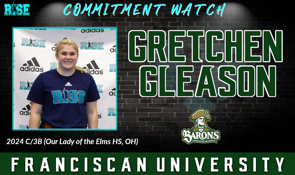 Commitment Watch: 2024 RISE Player-Gretchen Gleason (Our Lady of the Elms HS & Lady Lookouts); verbally commits to Franciscan University(OH)! #RISEfamily Gretchen attended the Ohio Preseason Preview Showcase!