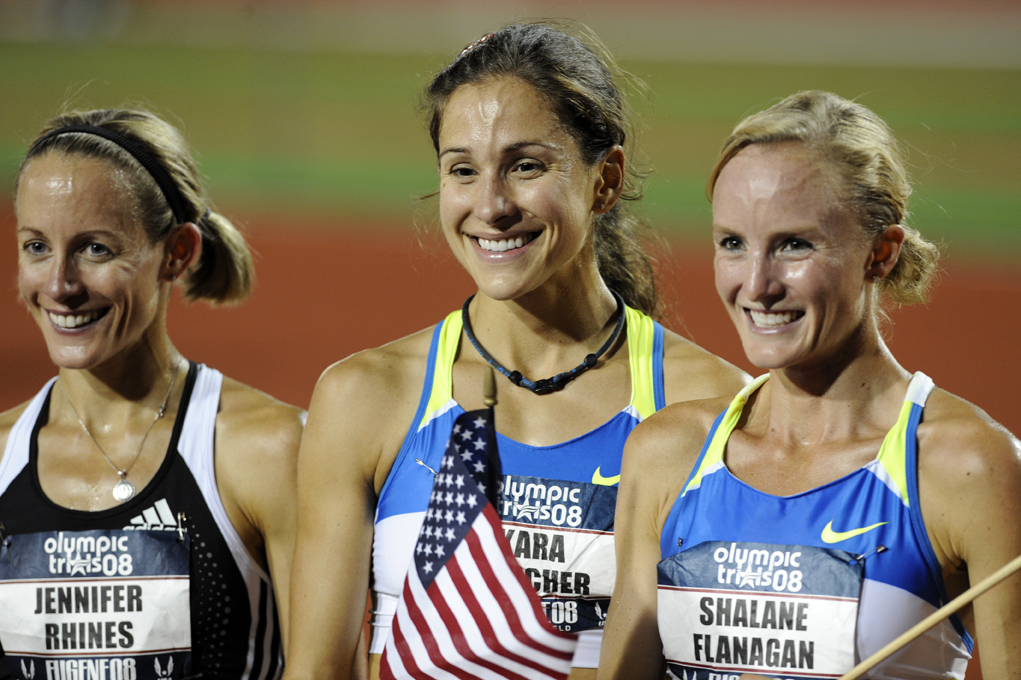 A heart-wrenching kick to the finish in the women's 5000m final at the 2008 U.S. Olympic Team Trials – Track & Field. 🥇 @karagoucher | 15:01.02 🥈 @jen_rhines | 15:02.02 🥉 @ShalaneFlanagan | 15:02.81 Witness the passion & soul of track & field this summer at Hayward Field 🌟