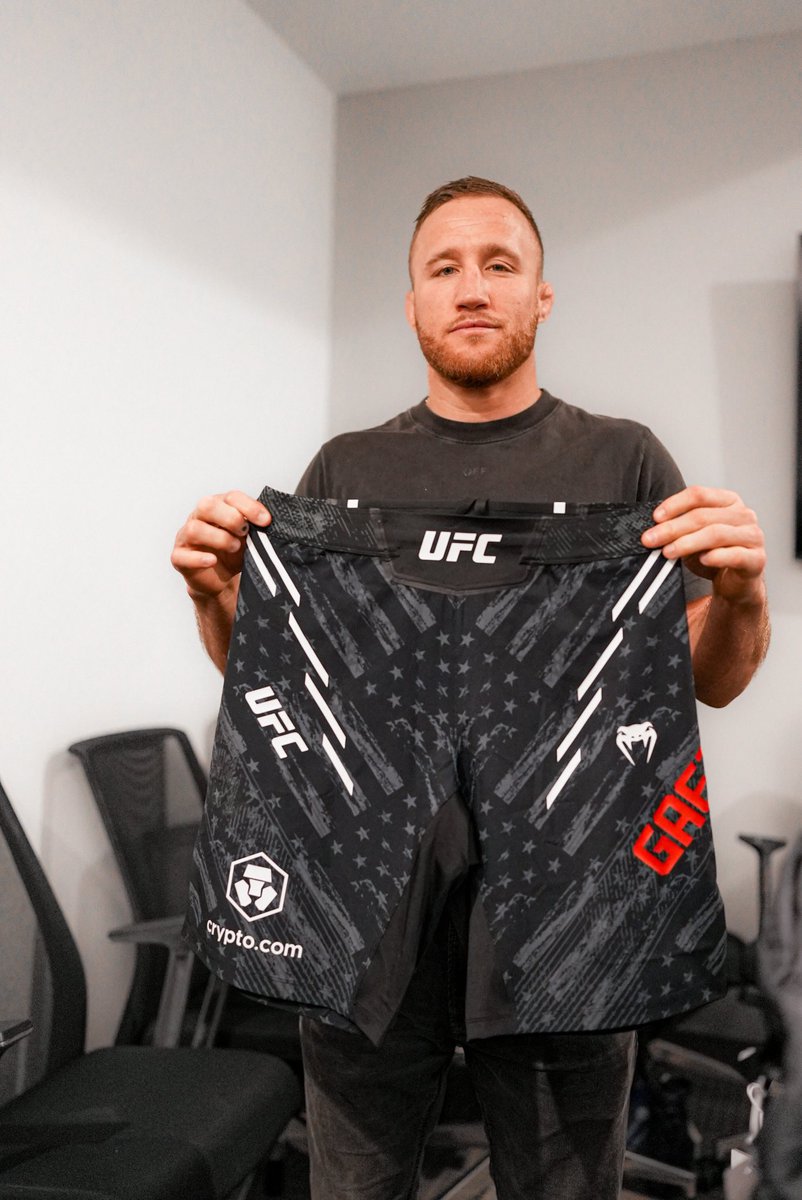 Made in America 🇺🇸 @Justin_Gaethje #UFC300 | 🛍️: Get your pair of @Venum Adrenaline Unrivaled fight shorts now: UFC.ac/49sYkpr
