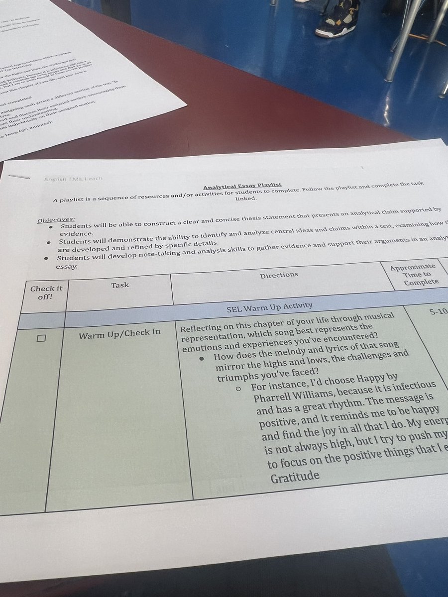 Can we also talk about Ms. Leach who launched a differentiated playlist around double entry journals! Student agency took center stage as they selected a variety of modalities to help them to the finish.