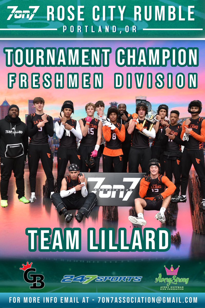 Congrats To The Rose City Rumble Champions ‼️ 🏆 7th/8th Grade Division 🏆 Freshmen Division @teamlillard7on7 @flyguyhuey5 Got Some Dudes, Players Makin Plays 💯👀🏈📈