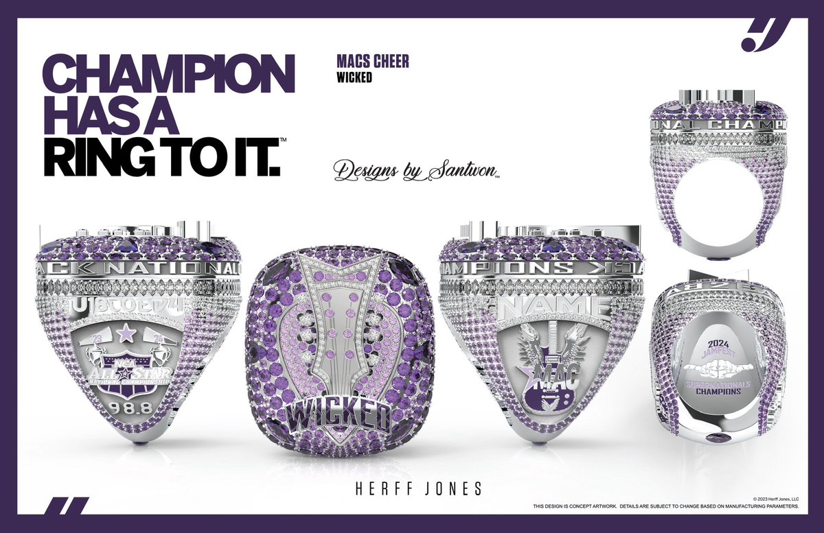 Whoaaa, BABY WE GON’ SHINE! 💎 Congratulations, @macs_cheer WICKED, 2024 BACK2BACK NCA ALLSTAR NATIONAL CHAMPIONS! #DBSchamprings #designsbysantwon #hjchamprings #herffjones #evolvechamprings #championshiprings #champrings #nationalchampions