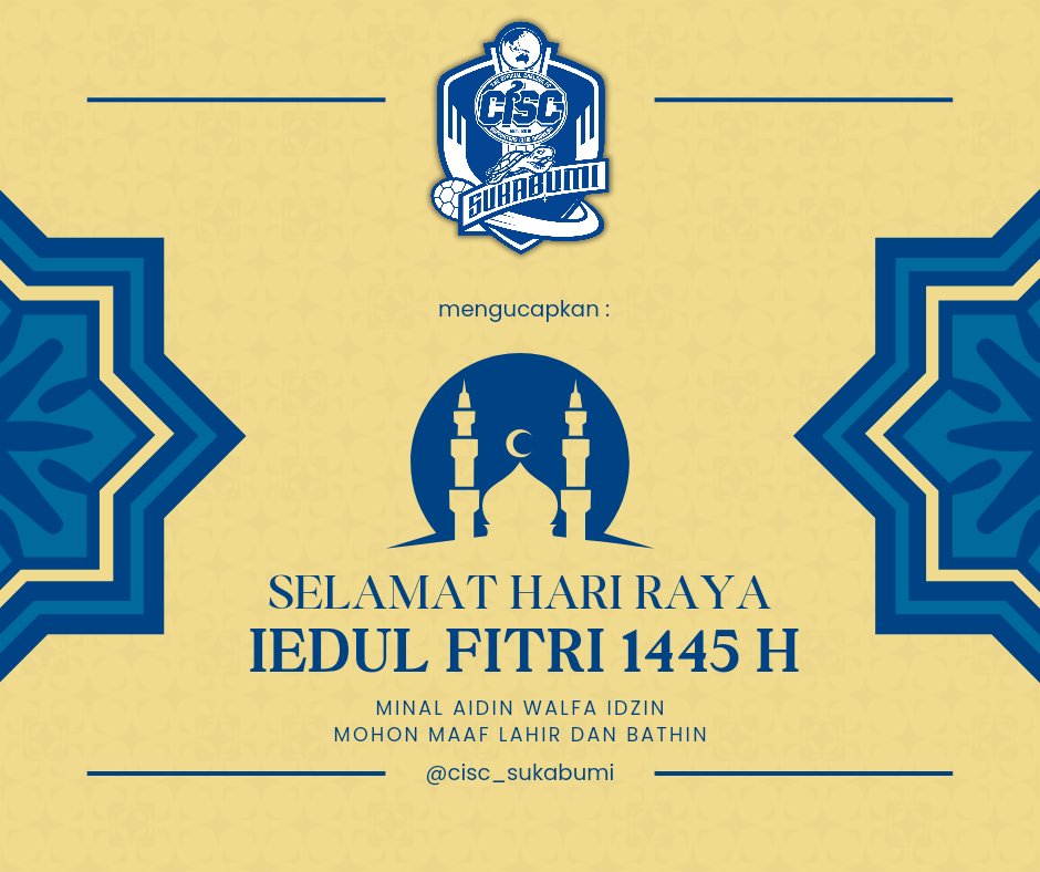 pengurus cisc sukabumi mengucapkan : 

selamat hari raya idul fitri 1 syawal 1445 H 
minal aidin walfa idzin mohon maaf lahir dan bathin 🙏