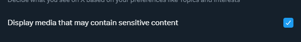 WHAT IN THE ACTUAL FUCK IS THE POINT OF THIS SETTING IF SHITS GONNA STILL BE HIDDEN ANYWAY??? The setting is there so we can fucking see nsfw or whatever we want to see, if ppl don't want to see it, they can uncheck it. This fuckin platform is getting worse than tumblr I swear