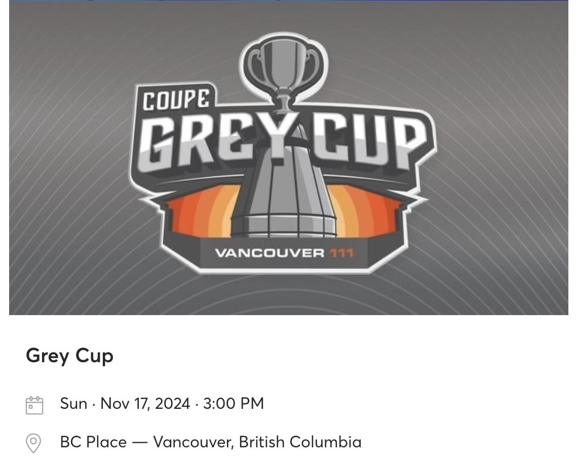 Going to #GreyCup… 🏆🏈🏆 #CFLFam… see y’all there!!! ⁦@Prairie_Scot⁩