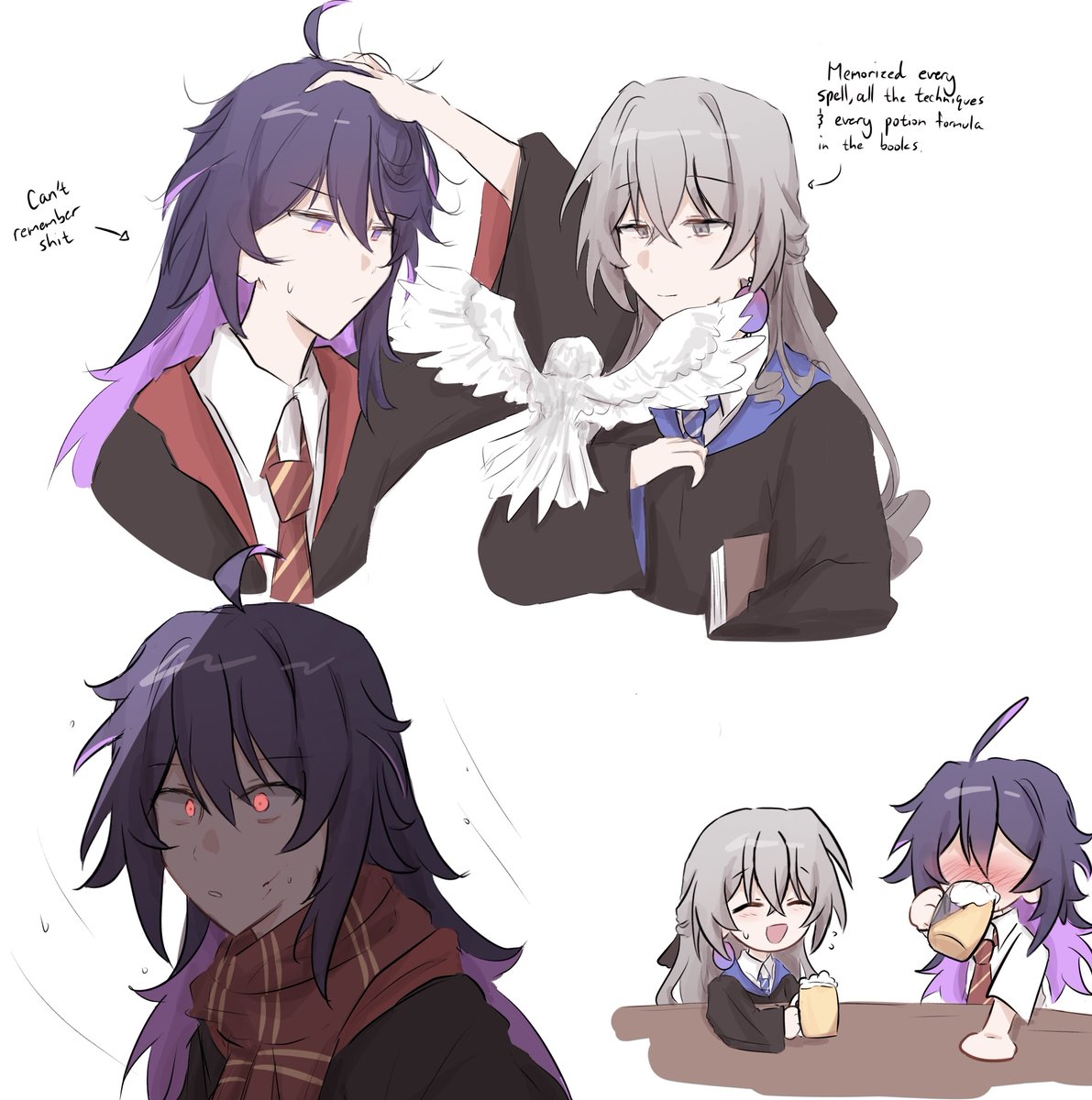 Old hogwarts au sketches I forgot I did teehee
#HonkaiStarRail #崩壊スターレイル #bronseele #ブロゼレ