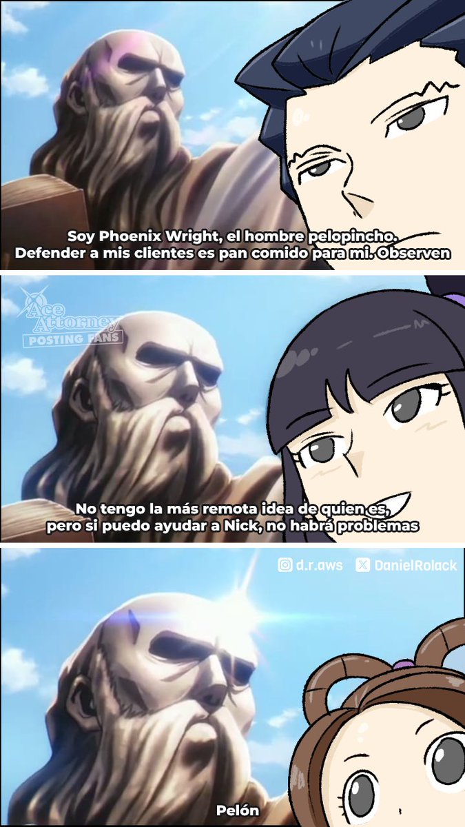 Me pidieron este meme en el grupo de Facebook de 𝗔𝗰𝗲 𝗔𝘁𝘁𝗼𝗿𝗻𝗲𝘆 𝗣𝗼𝘀𝘁𝗶𝗻𝗴 𝗙𝗮𝗻𝘀 porque ando sin ideas [ #AceAttorney x #SPYxFamily ] PD: Douglas, no recuerdo tu user