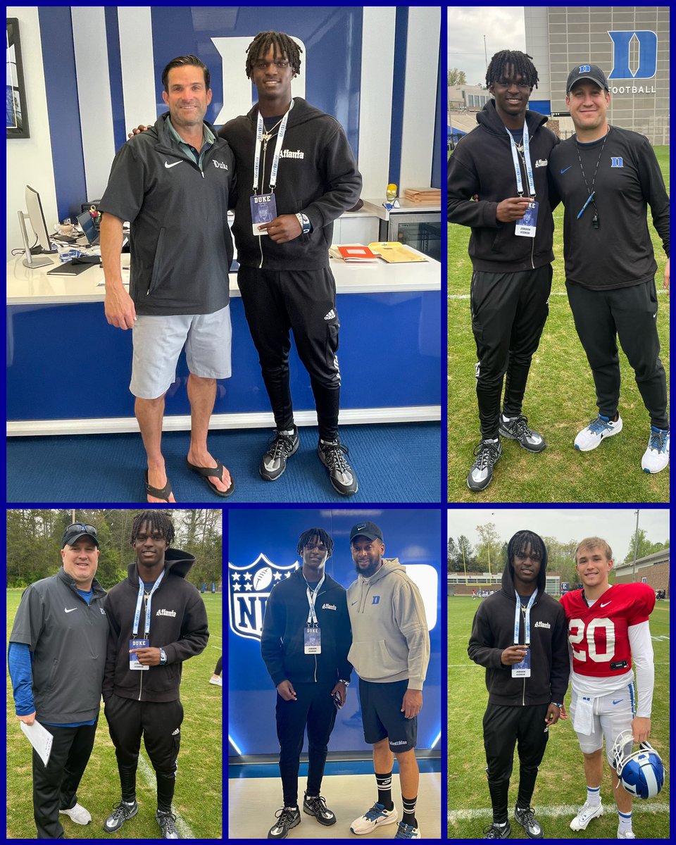 Had a great visit @DukeFOOTBALL today‼️ I truly appreciate you all for taking time to share more about Duke with me today!! @Coach_MannyDiaz @Coach_JWatts @CoachZohn @coachbrewha Great seeing QB1 @_DonaldTomlin #ViewCounty and thank you to @Coach_AcWhaley for taking me today!!…