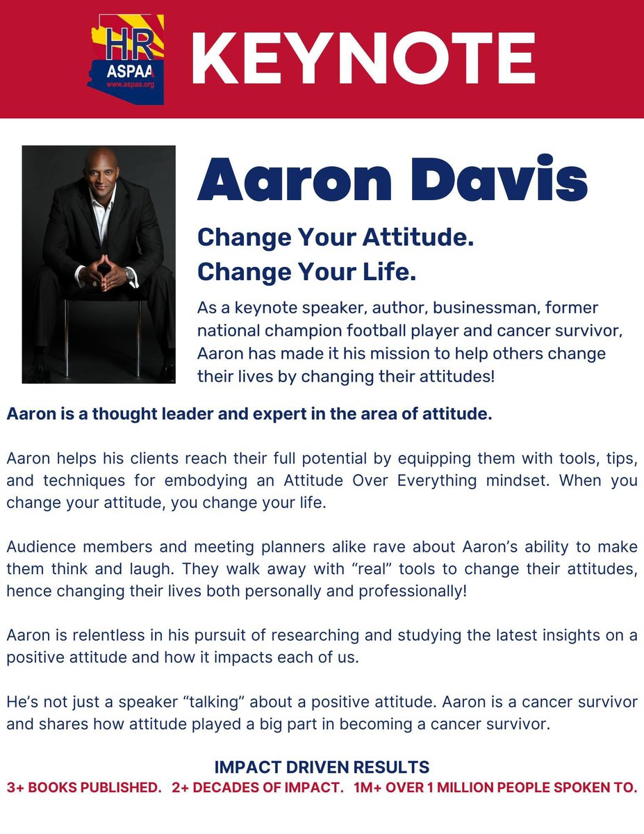 As a keynote speaker, author, businessman, former national champion football player and cancer survivor, @acdavisco has made it his mission to help others change their lives by changing their attitudes 💪👏 Don't miss out on our amazing #keynotespeaker at Spring Conference!🎤