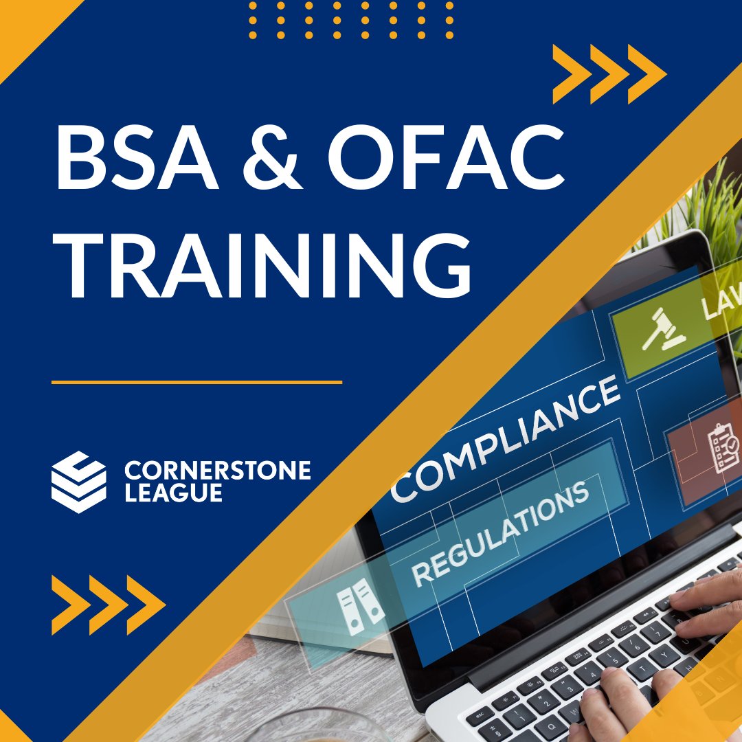 CornerstoneCUL's tweet photo. Stay ahead of compliance issues with comprehensive BSA & OFAC training! Free for Cornerstone members, watch these webinars led by @cornerstone_cur's Monica Villines at your convenience: https://t.co/xCE7OnxTl1
#CornerstoneValue https://t.co/bmvMCIpHgG