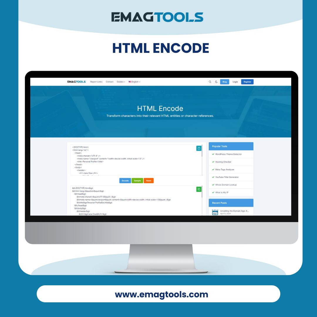 EmagTools's tweet image. Unlock the power of web development. With HTML Encode, transform characters into their relevant HTML entities or character references, ensuring your websites are not only functional but also secure. Stay ahead of the curve.
emagtools.com/html-encode
#WebDevelopment #HTMLEncode