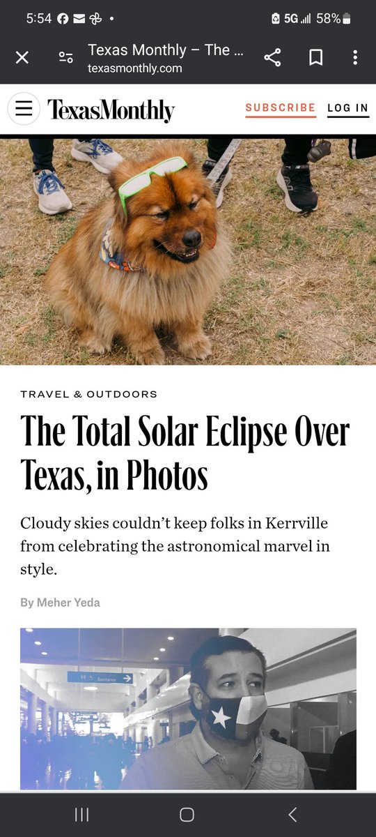 Omigosh. My dog Teddy is currently on the front page of @TexasMonthly #EclipseSolar2024 coverage. I forget what it's like on the readers' side to be excited when you get in the paper. 🤣 Proud dog mom here! ❤️❤️🐶🥰