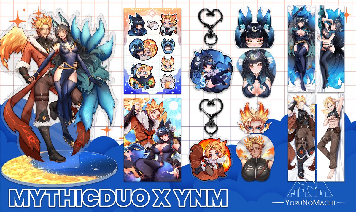 🎨It’s an OFFICIAL @YoruNoMachii MERCH DROP! 🌙 It’s absolutely Loaded with Amazing Products by Amazing Artists! So many that some aren’t even in this picture! 🔥Standees, Stickers, Prints, Shirts, Keychains, Dakis, Mousepad, Peekers! ✨And More to Come later this week!