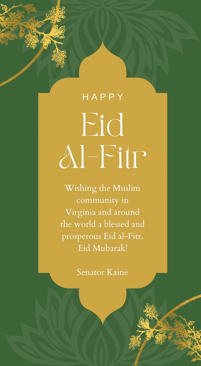 Wishing the Muslim community in Virginia and around the world a blessed and prosperous Eid al-Fitr.