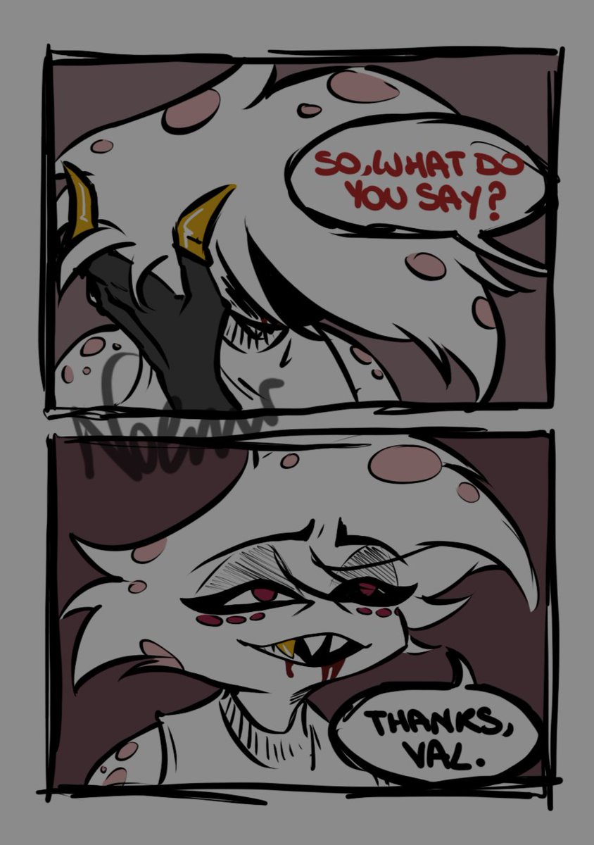 CW: #valangel

Currently workin on some commissions, in the meantime here u have an old piece (actually part of a comic I'm not sure I want to show entirely, but let's see)
#HazbinHotel #angeldust #angeldusthazbinhotel #valentinohazbinhotel #angeldustfanart #HazbinHotelValentino