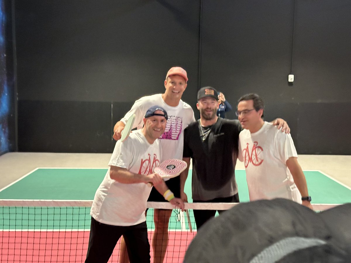 Thank you @RobGronkowski & @Edelman11 for a wonderful #pickleball game to benefit @DanaFarber @TheJimmyFund —we are in this together to beat Cancer ! @DanaFarber @DrHaddadRobert @DanaFarber_GU @DanaFarberNews @PanMass @goldietaylor