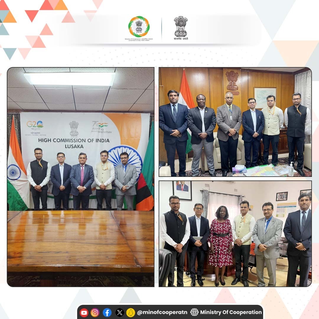 सहकारिता मंत्रालय, भारत सरकार का प्रतिनिधिमंडल जाम्बिया सरकार के लघु एवं सूक्ष्म उद्यम विकास मंत्रालय द्वारा आयोजित राष्ट्रीय इंदाबा कार्यक्रम में भाग लेने के लिए लुसाका पहुंचा। इस दौरान प्रतिनिधिमंडल ने भारत के उच्चायुक्त से मुलाकात की।