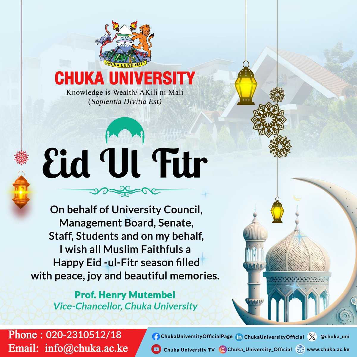 #EidMubarak from Chuka University. #knowledgeiswealth